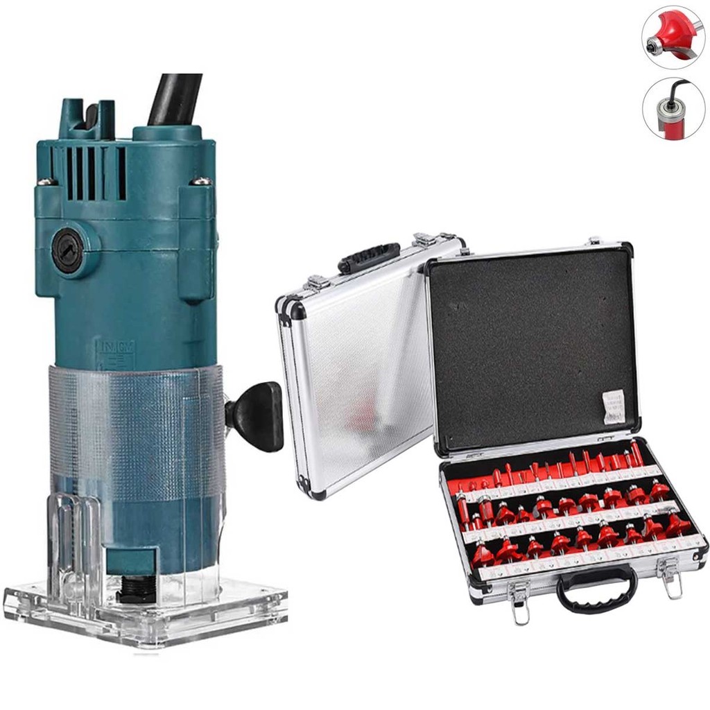 Kit Tupia Manual Laminadora 650w + Maleta de Fresa 6mm 35Peças Profissional ENVIO IMEDIATO