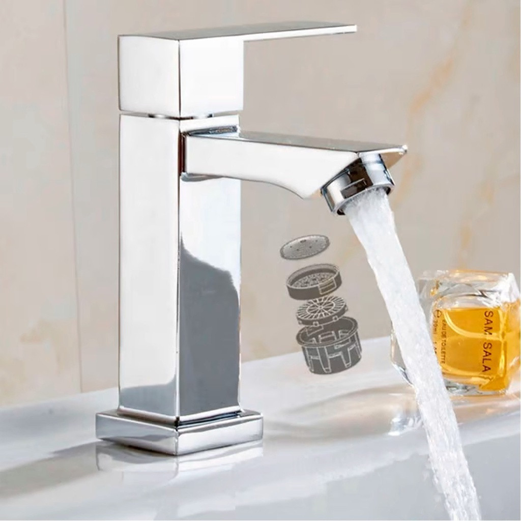 Torneira de Banheiro Lavabo cuba Preta Prata Luxo Metal Cromada Moderna 1/2 Cuba Fosco Inox Quadrada