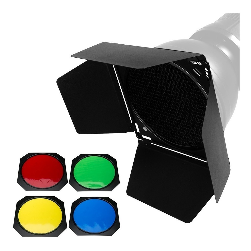 Rebatedor Flash Barndoor Colmeia 4 Filtros F300 De300 Greika