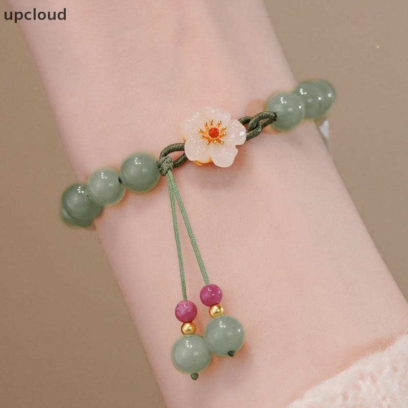 Novas Pulseiras De Jade Com Flor De Pêssego Para Mulheres , Meninas , Moda Chinesa , Contas De Ágata Vermelha Antiga , P em Oferta na Shopee