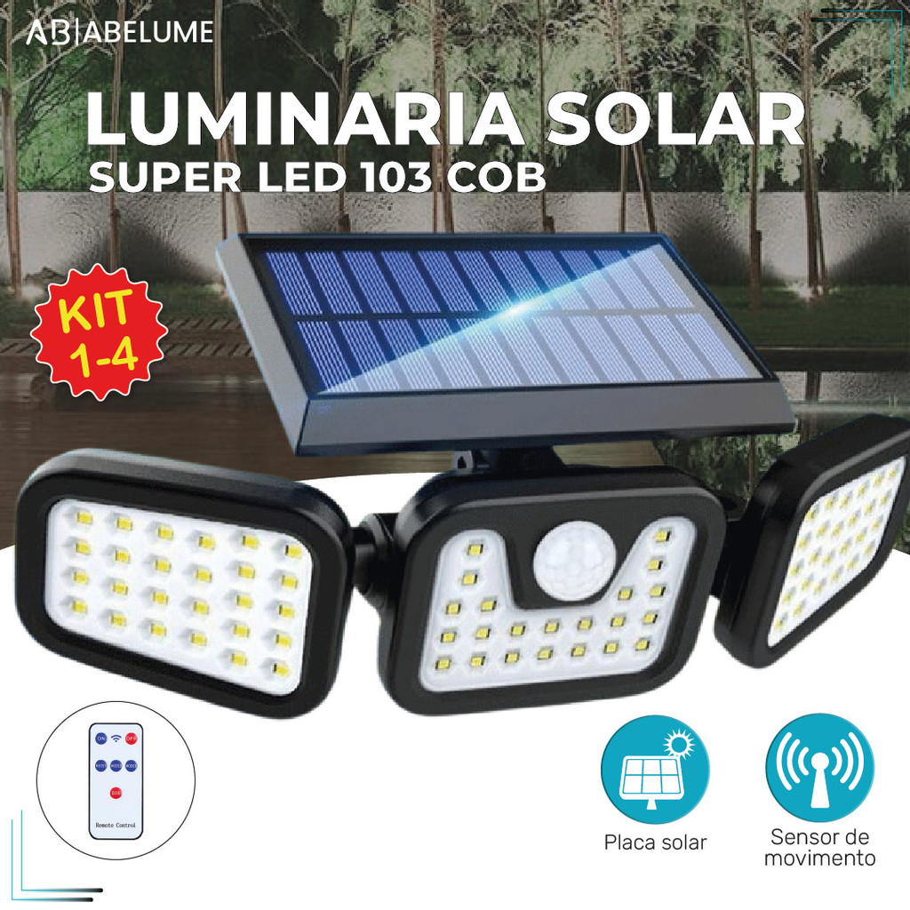Luminária Solar Led 10W com Sensor de Movimento Luz Fria Ajustável para ambientes externos em Oferta na Shopee