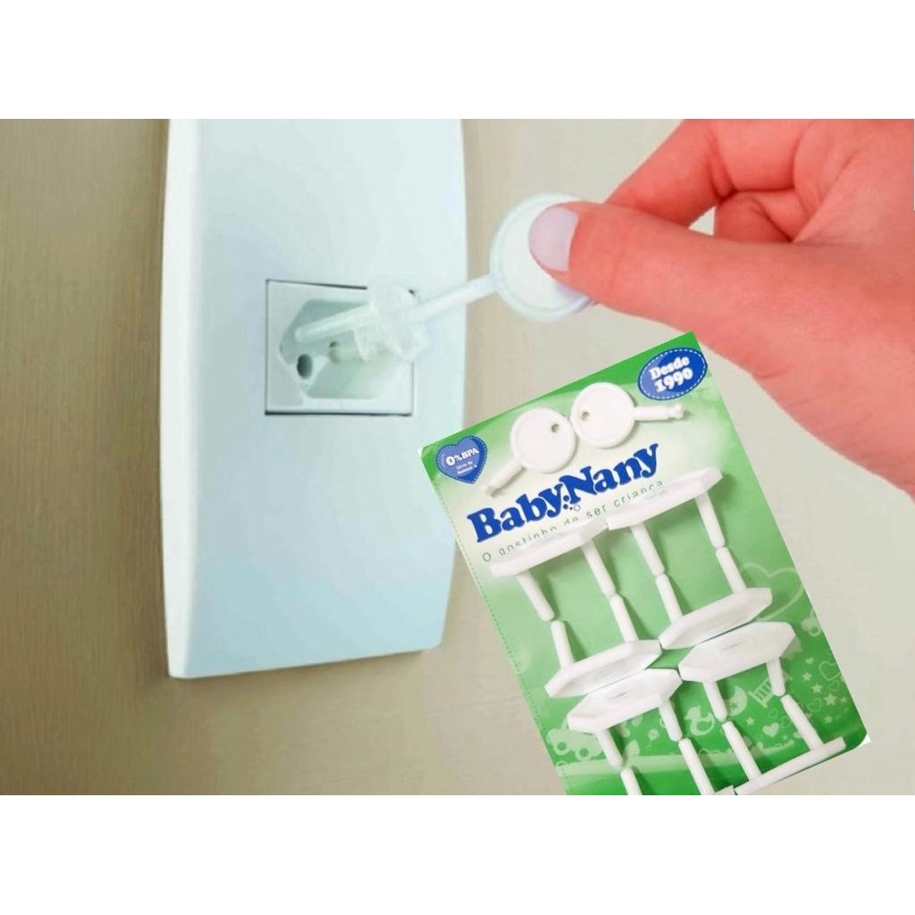 Protetor de Tomada 8 peças + 2 chaves em Oferta na Shopee