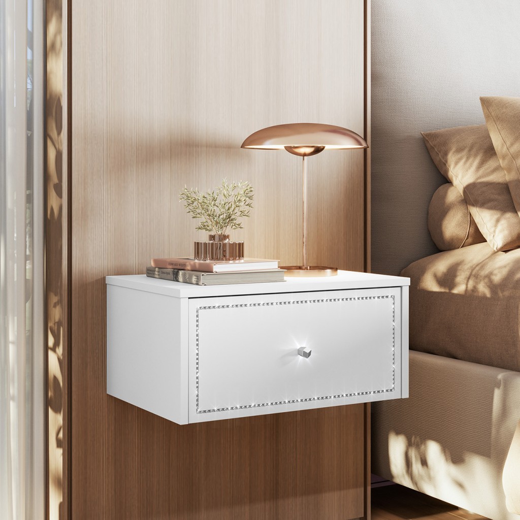Mesa de Cabeceira Suspensa Strass 50cm - Olivar Móveis - Home & Living