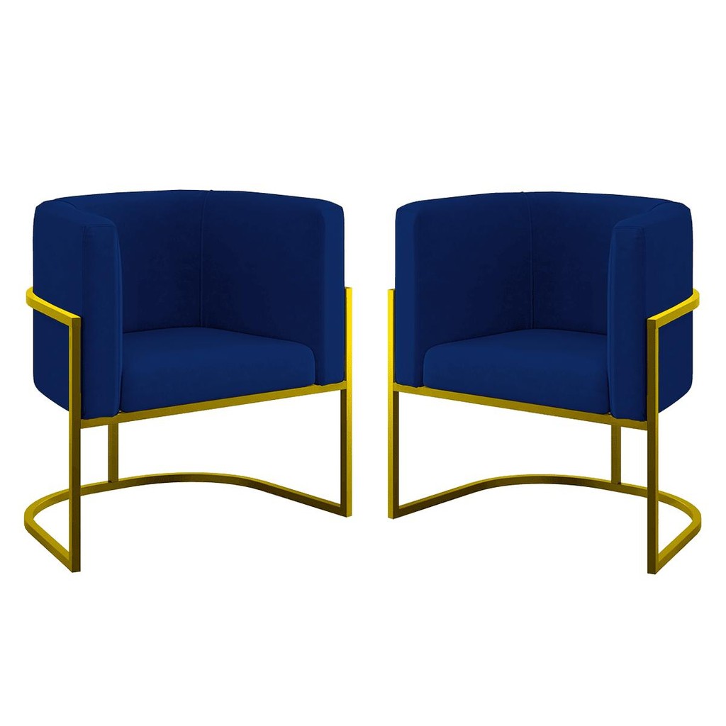 Kit 02 Poltronas Lua com Base de Metal Gold Sala Reforçada em Oferta na Shopee
