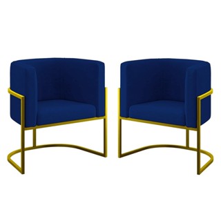 Kit 02 Poltronas Lua com Base de Metal Gold Sala Reforçada em Oferta na Shopee