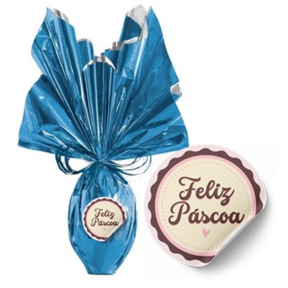 100 ETIQUETAS OVO DE PASCOA ADESIVAS REDONDAS FELIZ PASCOA 4X4 ( ADESIVA ) em Oferta na Shopee