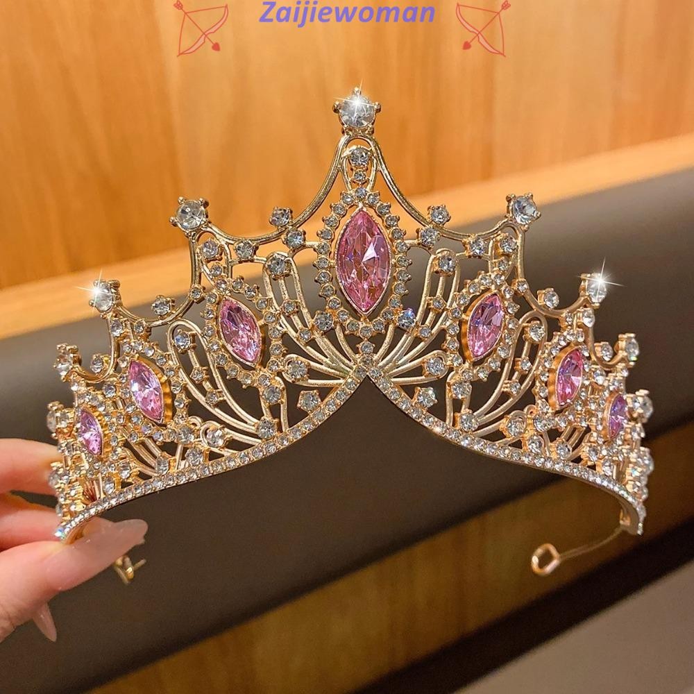 Imagem ZAIJIE8 Coroa De Noiva , Rainha De Liga De Cosplay , Concurso De Cristal Da Moda Barroco Princesa Real