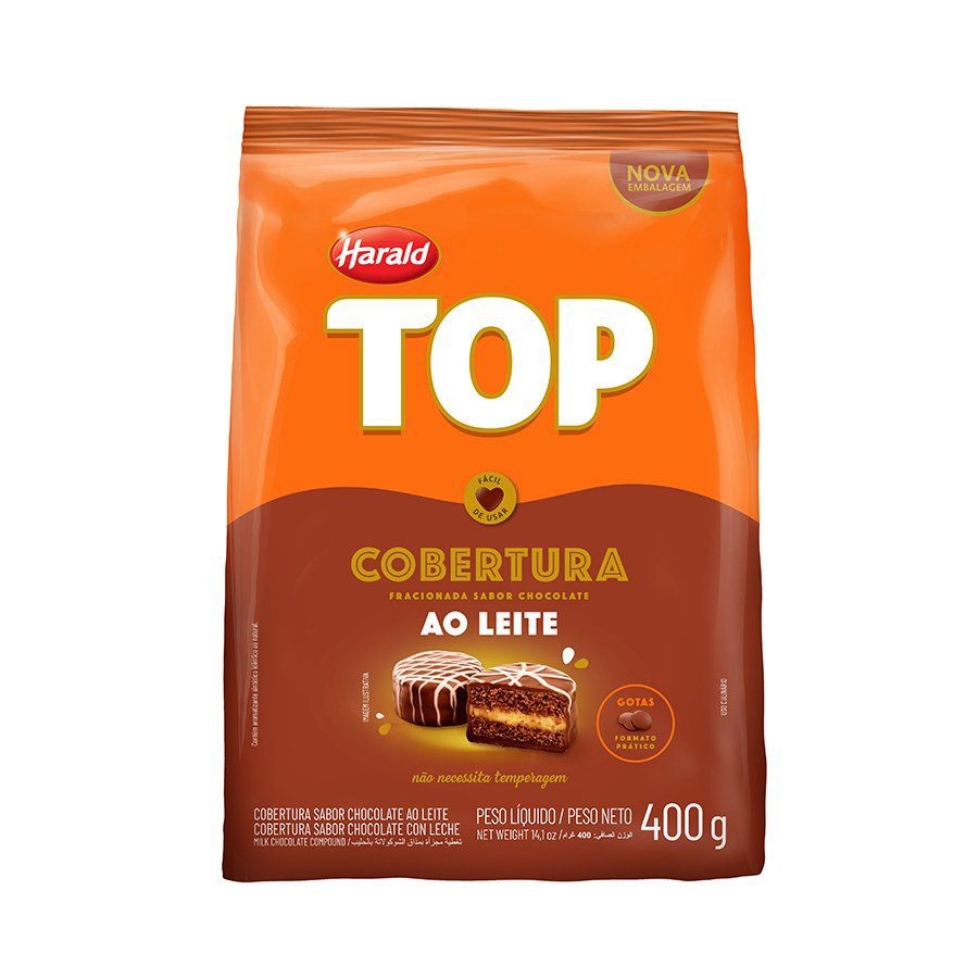 Cobertura em Gotas Ao Leite - Top - 400g - 01 unidade - Harald - Rizzo em Oferta na Shopee