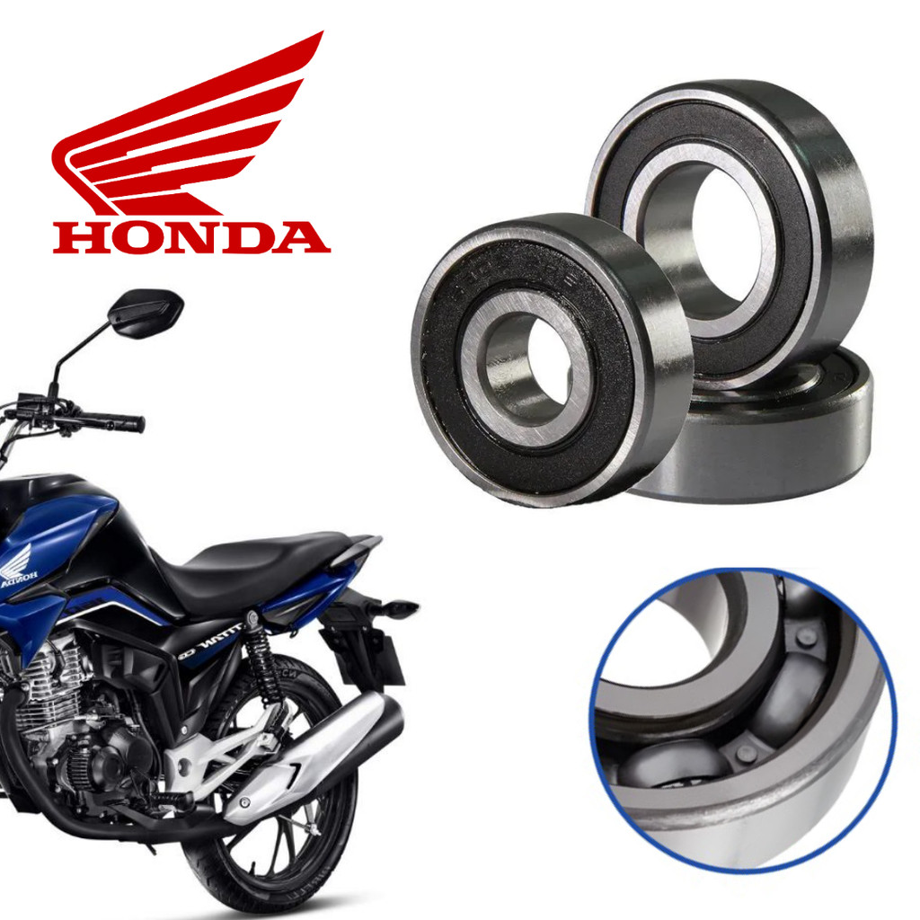 Rolamento da Roda Traseira Moto CG Titan/Fan/Start 150 - CG Titan/Fan/Start 160 (Kit 3 Peças) em Oferta na Shopee