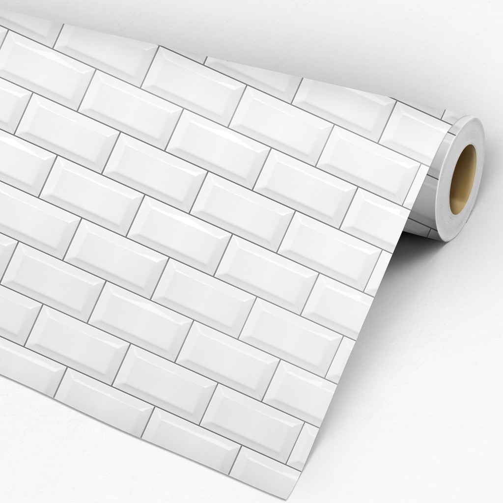 Adesivo De Parede Para Cozinha Tijolinho Branco - Papel De Parede Adesivo Tijolo Branco - 1,44m²