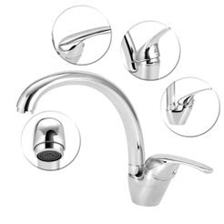 Torneira Cozinha Monocomando Cozinha Mesa Alta Prateado Aço inoxidável Agua Quente Fria Gourmet