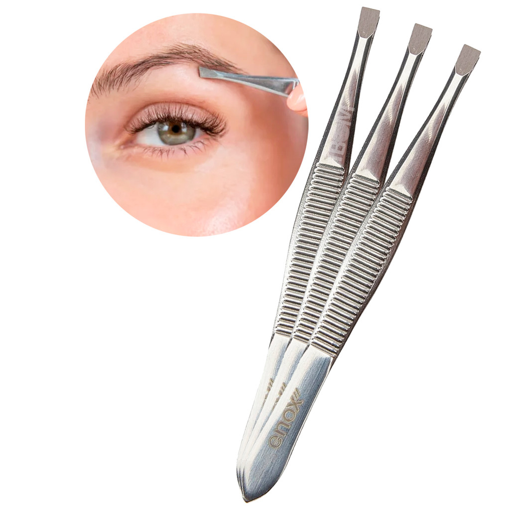 Kit 3 Pinça Aço Inoxidável Ponta Reta Profissional - Enox