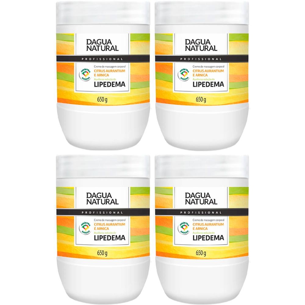 Imagem Kit 4 Potes Creme de Massagem Corporal Dagua Natural Citrus Aurantium e Arnica 650g Drenagem