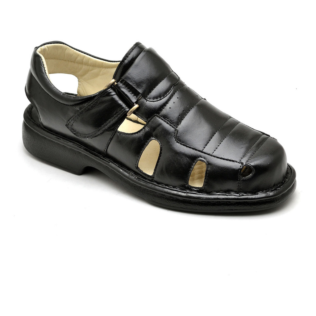 Sandália Masculina Confort Casual Anti Stress Couro Legitimo FH VESTUARIOS