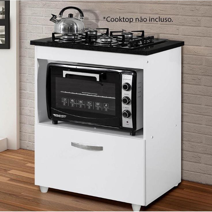 Balcão Para Cooktop 5 Bocas Salvia Kaiki Móveis - Branco