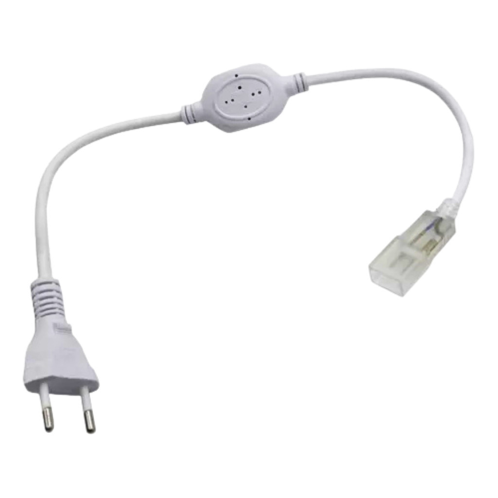 Adaptador Plug Tomada LED Strip Impermeável com Rabicho Branco Bivolt