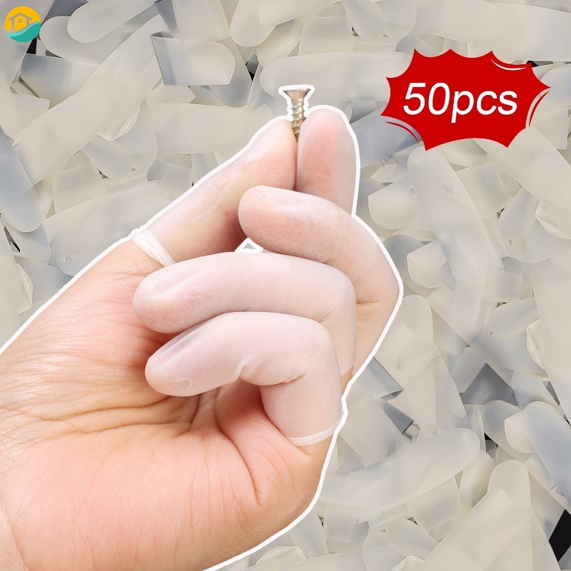 50 Pçs Látex Descartável Dedo Capa Transparente Ultra-Fino Geada Anti-Estático Elástico Protetor De Pontas Dos Dedos Par