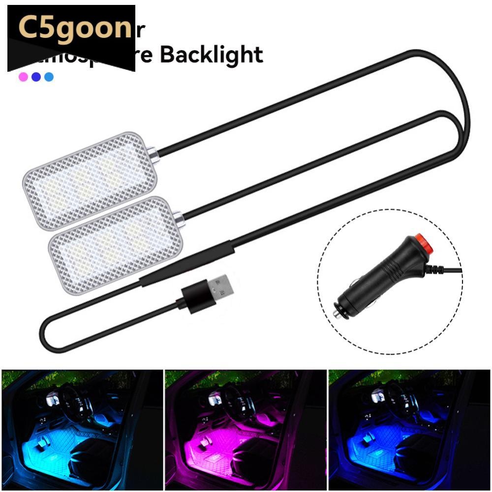 C5GOON 2 Pçs/Set 12V/5V USB LED Atmosfera Interior Do Carro Backlight Humor Ambiente Pé Luz Lâmpada Decorativa Acessório