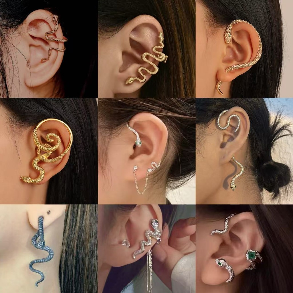 Clipes De Orelha Serpentina Delicados Para Mulheres , Brincos De Cobra Exagerados Brilhantes , Joias De Festa , Presente em Oferta na Shopee