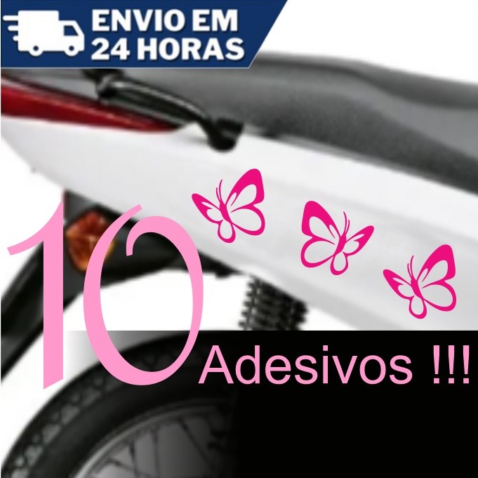 Adesivos Borboleta Moto Biz Mulher Menina Carro Decoração Kit com 10 Adesivos - 12 lindas cores