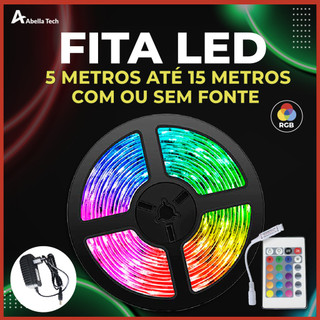 15M Fita LED 3528 SUPER LED ULTRA RGB 12V 300 LEDS | 16 CORES IP20 Com ou Sem Fonte