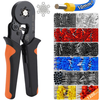 Alicate Crimpar Prensa +Box Com 1300 Terminal Ilhos Tubolar 0,25 Até 10mm HSC8 10-6A em Oferta na Shopee