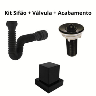 KIT Sifão + Válvula Lavatório 7/8" + Acabamento - ABS Preto em Oferta na Shopee
