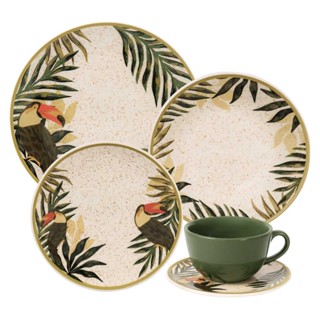 Aparelho de Jantar e Chá 30 peças Oxford Unni Tropicano em Oferta na Shopee