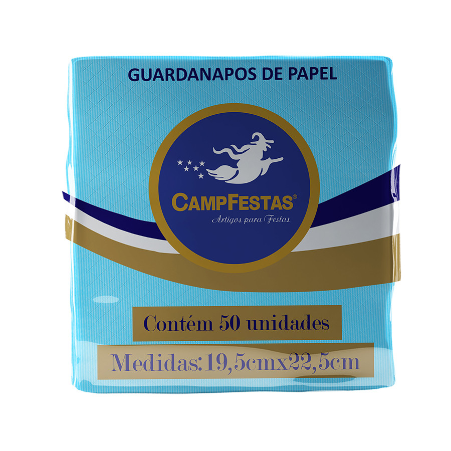 Guardanapo Crepado - 19,5 x 22,5 cm - Azul Claro - 50 unidades - CampFestas - Rizzo em Oferta na Shopee