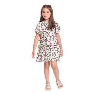 Vestido Infantil em Viscose para Menina Quimby em Oferta na Shopee