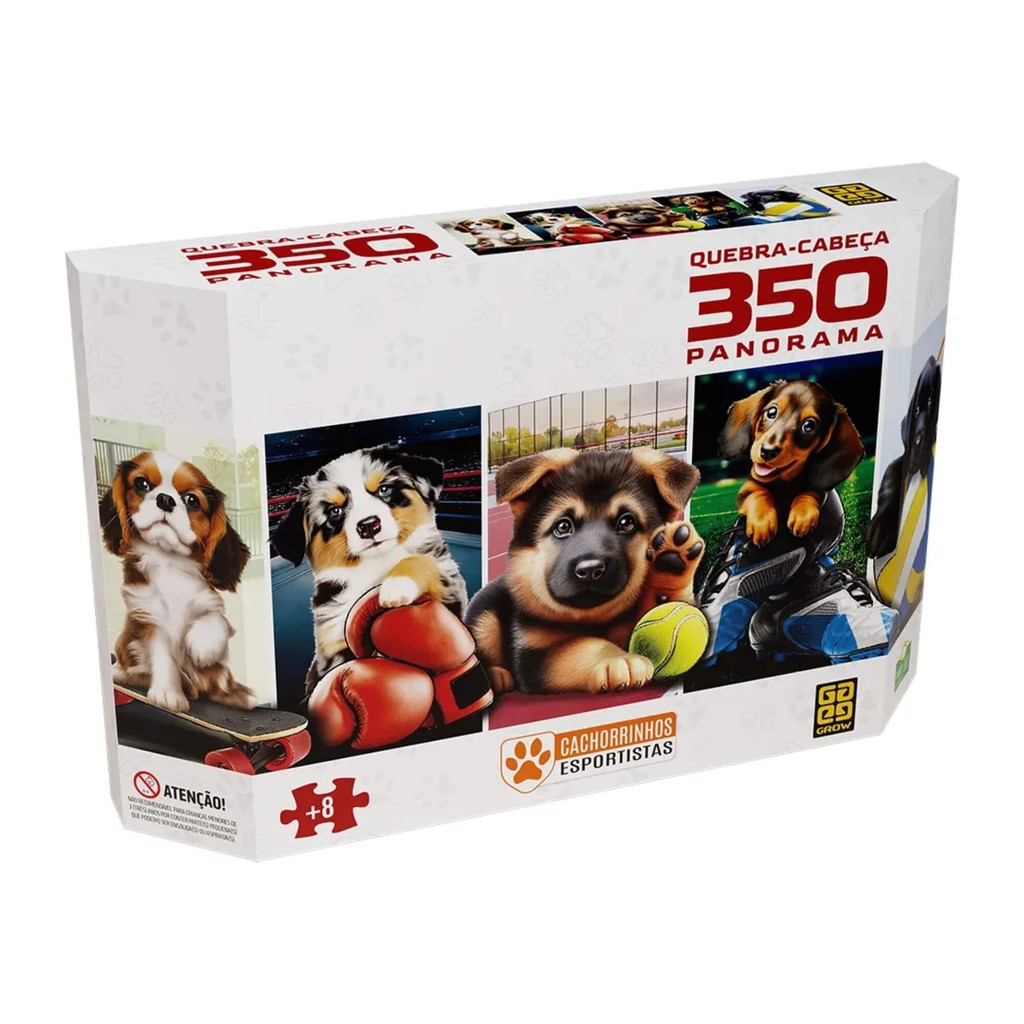 Quebra-cabeça 350 peças Panorama Cachorrinhos Esportistas Grow - 04849 em Oferta na Shopee