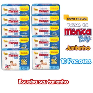 Kit C/10 Pacotes de Fralda Turma Da Monica Jumbinho RN,P,M,G em Oferta na Shopee