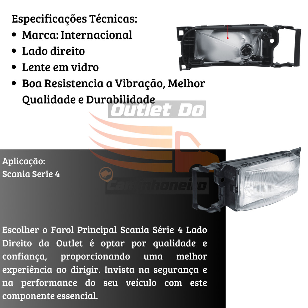 Farol Principal Scania Série 4 Lado direito — foto 2