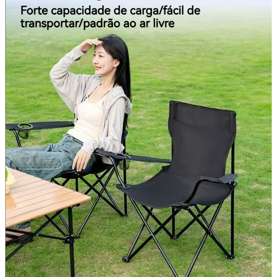 Cadeira Dobrável Grande Portátil 150kg Camping Praia Kala