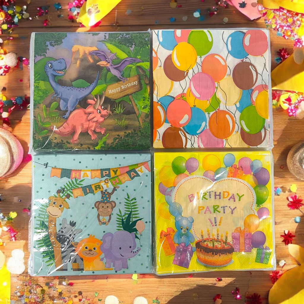Kit 20 Guardanapos De Papel Para Lancheira Temático De Festa Divertida Aniversário E Mesas em Oferta na Shopee