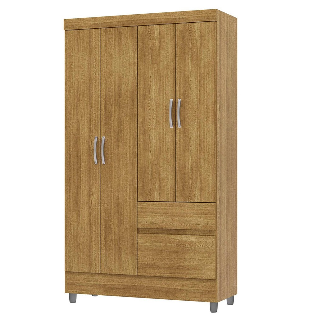 Guarda Roupa Solteiro 103cm 4 Portas Mayra Nature V02 - Mpozenato em Oferta na Shopee