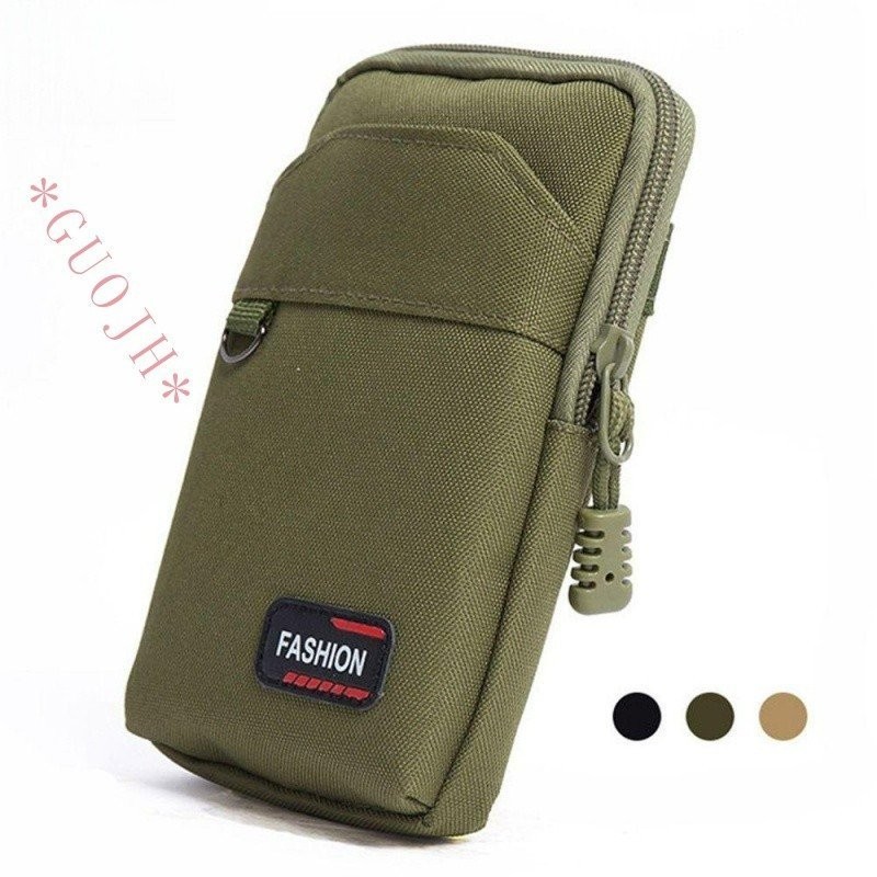 GUOJH Bolsas Para Telefone Celular Acessórios Camping Khaki Nylon Colth De Camada Única/Dupla Bolsa Masculino EDC Molle