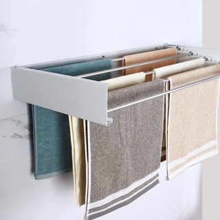 100 cm Varal de Parede Mágico Até 20Kg Retrátil Dobrável Todo de Alumínio Grande C/ 6 Varetas Branco em Oferta na Shopee