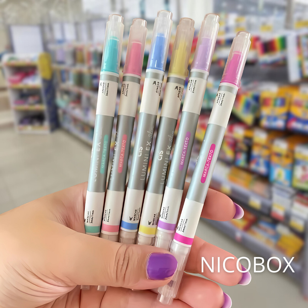 Kit 6 Marca Texto Cis Lumini EX Slim Apagável - Kit ou Unidade em Oferta na Shopee