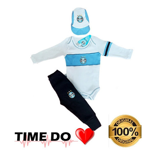 Conjunto Gremio Bb Body Manga Longa Calça Boné Oficial