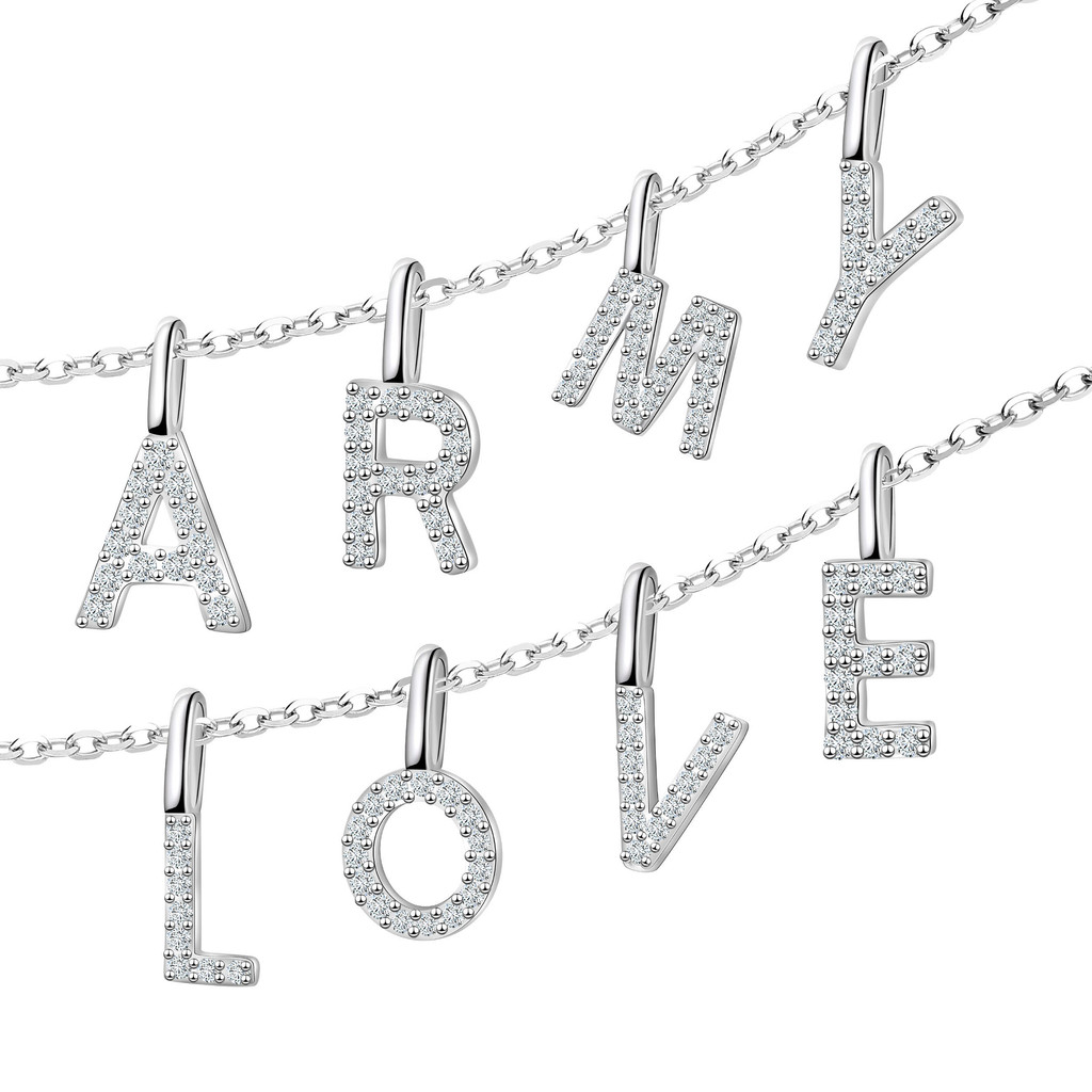 Colar Prata 925 com Inicial do Nome Casal Pingente Letra - Fashion Accessories