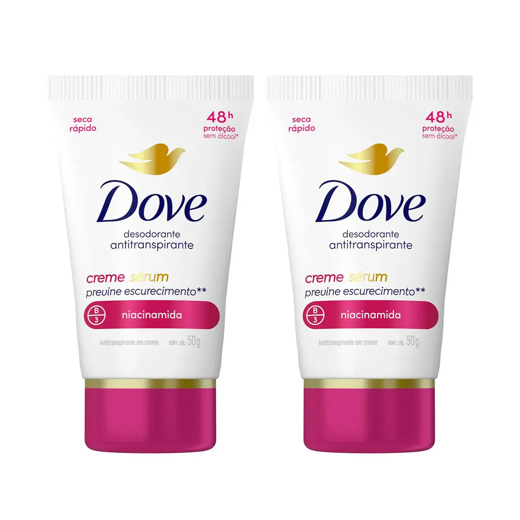 KIT C/2 DESODORANTE DOVE CREME SÉRUM NIACINAMIDA PREVINE ESCURECIMENTO 50G - Beauty