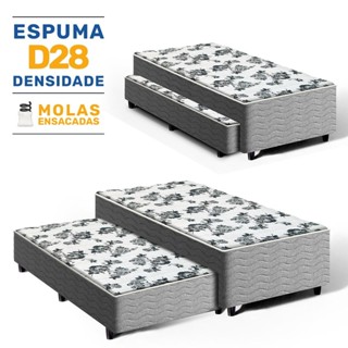 Cama Box com Colchão e Auxiliar de Espuma Unique Bicama Solteiro 88cm em Oferta na Shopee