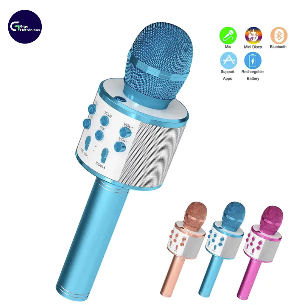 Kit Karaokê Bluetooth para Crianças Microfone Brinquedo Efeitos Especiais em Oferta na Shopee