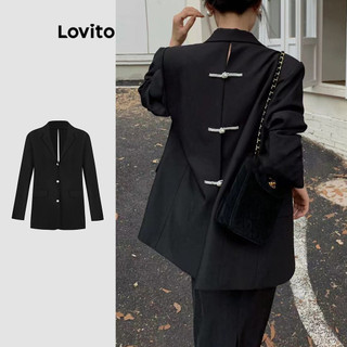 Lovito Blazer casual simples com laço nas costas para mulheres L114AD693 em Oferta na Shopee