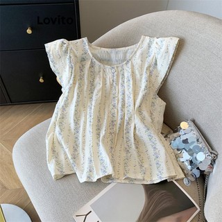 Lovito Blusa casual Ditsy com estampa floral para mulheres LNM74087 em Oferta na Shopee