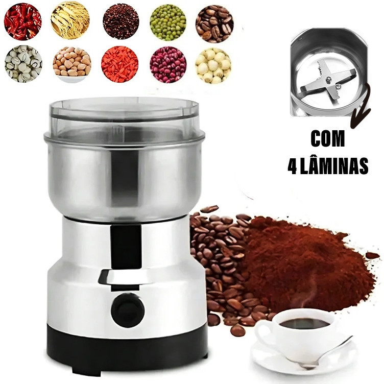Imagem Moedor De Grãos E Café Elétrico 4 Lâminas Moinho de Grãos Farinha Em Aço 110V e 220V