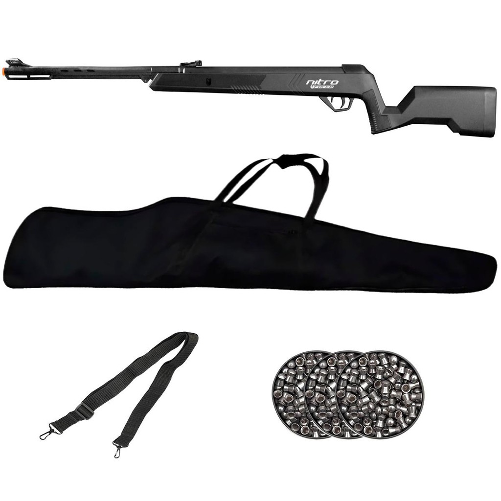 Carabina de Pressão Nitro Force Preta 4.5mm - CBC + Capa + Bandoleira + 3 Chumbos
