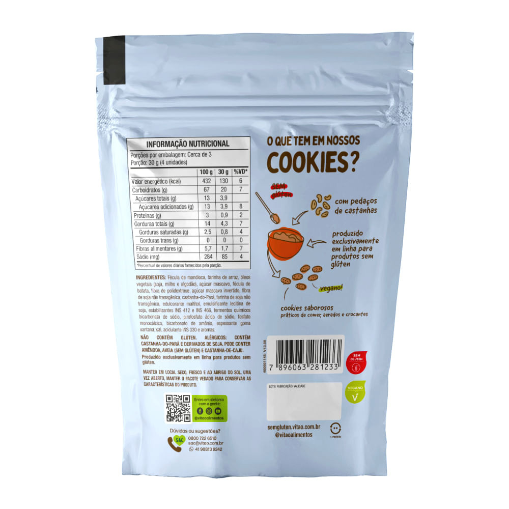 Detalhes do Cookies Castanha-do-Pará Sem Glúten 80 g