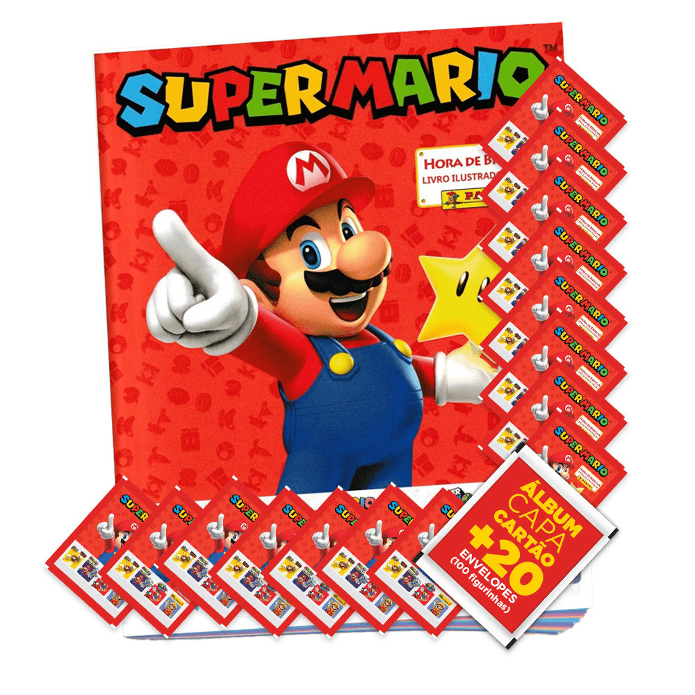 Super Mario Hora de Brincar - Álbum Capa Cartão + 20 Envelopes (100 Figurinhas) - Novo em Oferta na Shopee